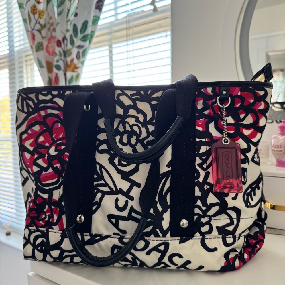 Coach Black, Red and Pink Floral Women's Bag